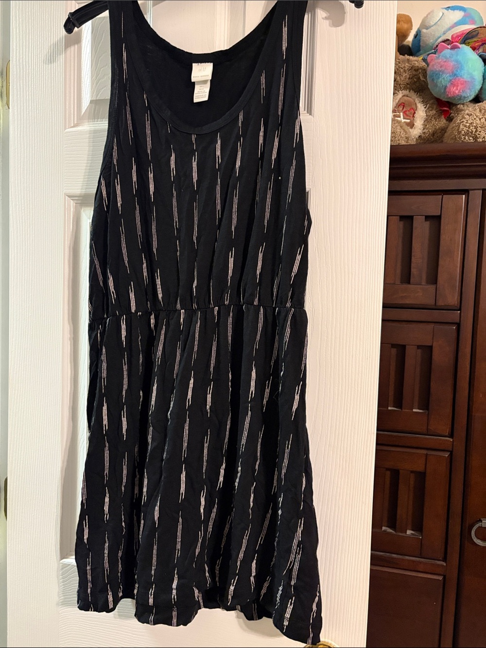 H&M Black Tank Dress with Silver Accent Stripes